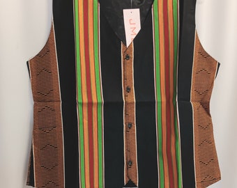 African print vest and tie set 4 pc set, Kente cloth. Beautiful with suit or just shirt and tie set. Great addition to any wardrobe