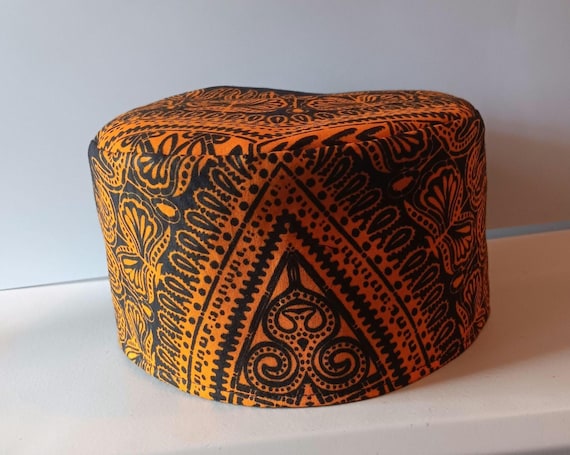 Africa inspired kufi hat. African fabric. Beautifully made. 20% off. Free  Shipping.