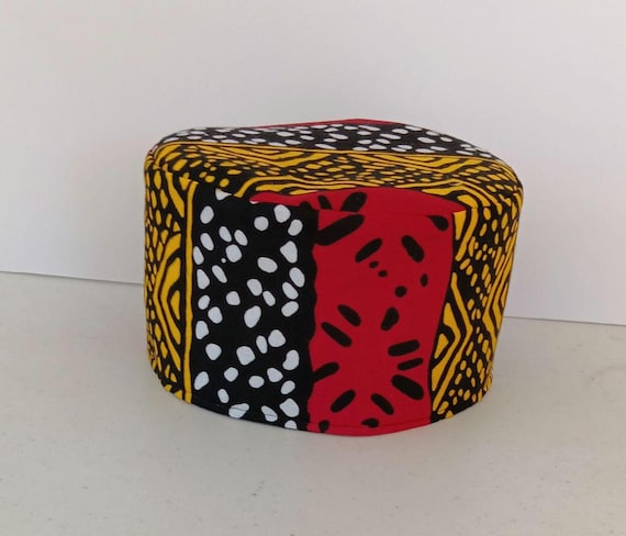 Africa inspired kufi hat. African fabric. Beautifully made. 20% off. Free  Shipping.