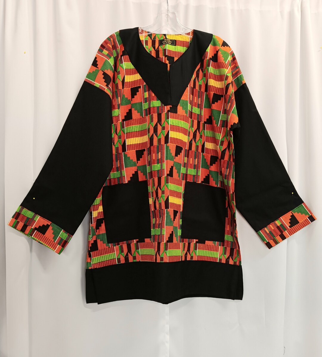 African Kente Shirt - Long Sleeve Traditional Cotton Dashiki main image 1