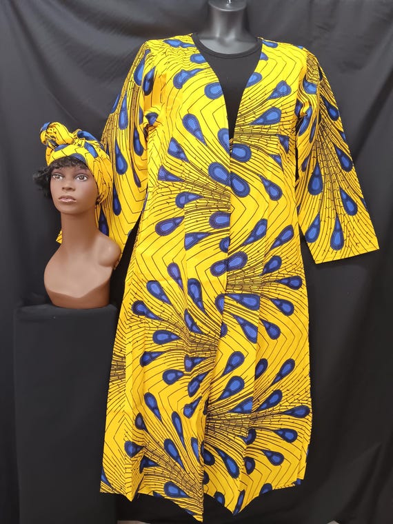3PC Duster pants set, Lovely long kimono top, elastic waist pants tie belt, pockets and matching headwrap. One Size. 20% off, Free Shipping