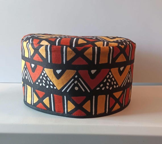 Africa inspired kufi hat. African fabric. Beautifully made. 20% off. Free  Shipping.