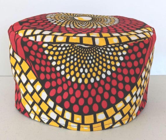 Africa inspired kufi hat. African fabric. Beautifully made. 20% off. Free  Shipping.