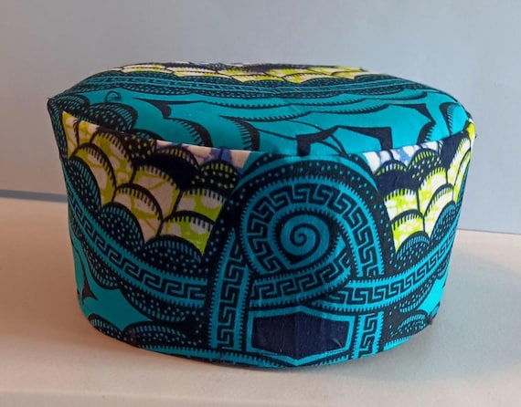 Africa inspired kufi hat. African fabric. Beautifully made. 20% off. Free  Shipping.