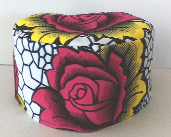 Africa inspired kufi hat. African fabric. Beautifully made. 20% off. Free  Shipping.
