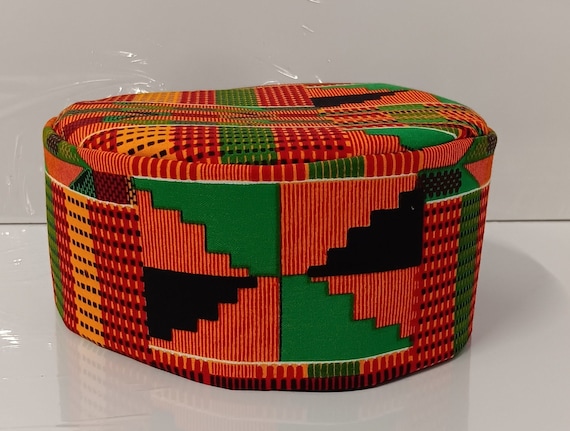 African kufi Kente cloth print. Matches kente print Style #M09H