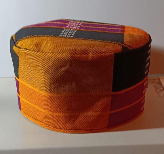 Africa inspired kufi hat. African fabric. Beautifully made. 20% off. Free  Shipping.