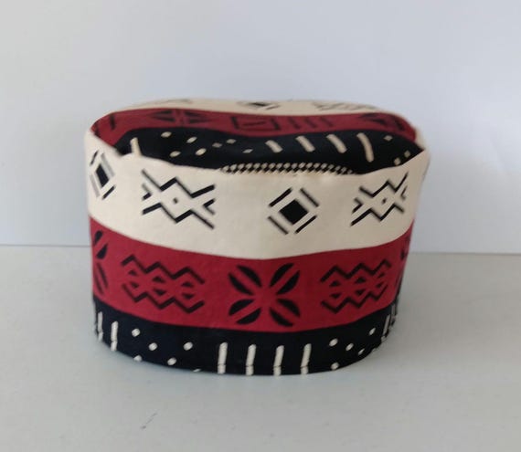 Africa inspired kufi hat. African fabric. Beautifully made. 20% off. Free  Shipping.