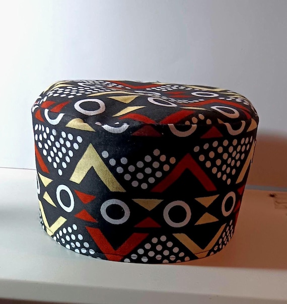 Africa inspired kufi hat. African fabric. Beautifully made. 20% off. Free  Shipping.