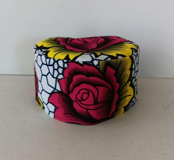 Africa inspired kufi hat. African fabric. Beautifully made. 20% off. Free  Shipping.