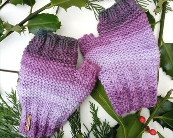 Fingerless Gloves, Colourful Hand Knitted Stripy Mitts, Kath Heywood Designs, UK
