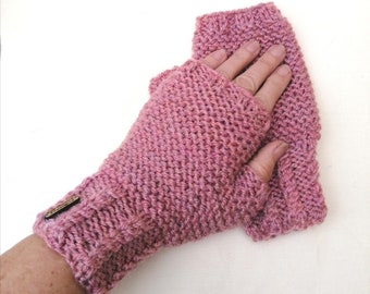 Pink Fingerless Gloves, Handmade by Kath Heywood Designs, UK