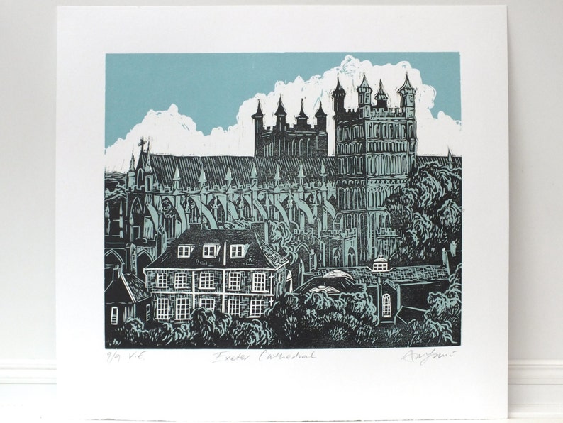 Exeter Cathedral #9 Linocut