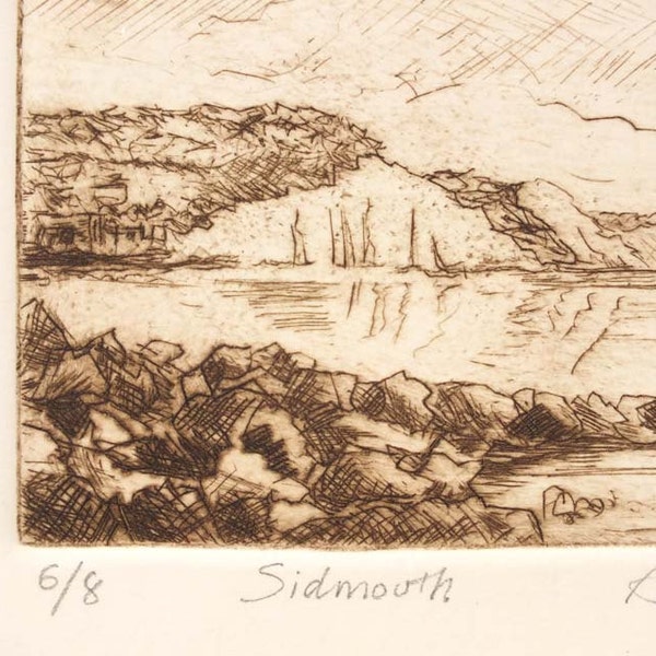 Sidmouth Beach Original Drypoint Etching