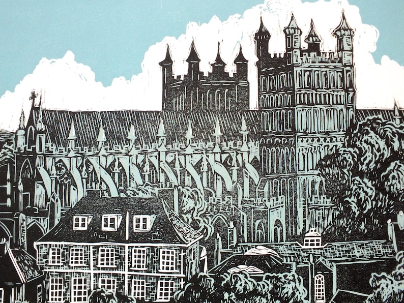 Exeter Cathedral #9 Linocut
