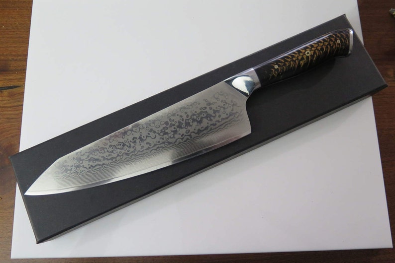 VG10 Japanese Damascus chef knife Hybrid Santoku Chef knife Etsy