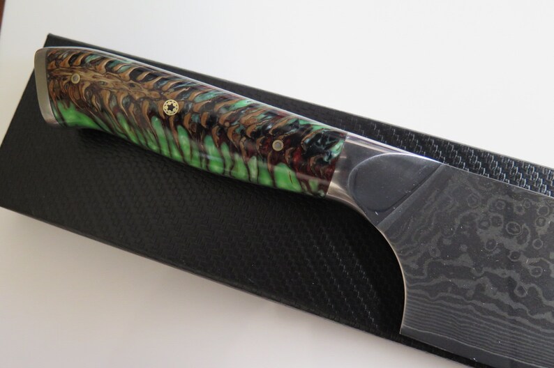 VG10 Japanese Damascus chef knife Hybrid Santoku Chef knife Etsy