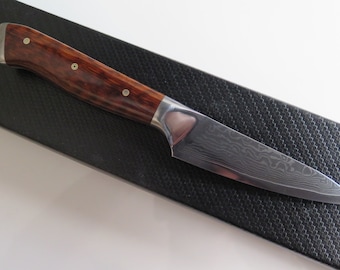 Custom VG10 steel Paring knife 3.25" Snakewood handle, kitchen knife w/ 67 layer SS Damascus Japanese style
