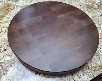 Round 16 inch Walnut end grain cutting board Large butchers block chopping board custom sizes, modern circle platter