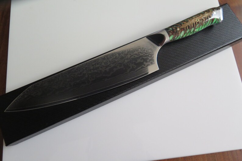 VG10 Japanese Damascus chef knife Hybrid Santoku Chef knife Etsy