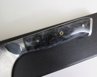 Custom VG10 chef knife Carbon fiber swirl handle VG10 Hybrid Santoku 9"  kitchen knife w/ 67 layer forged knife custom knife