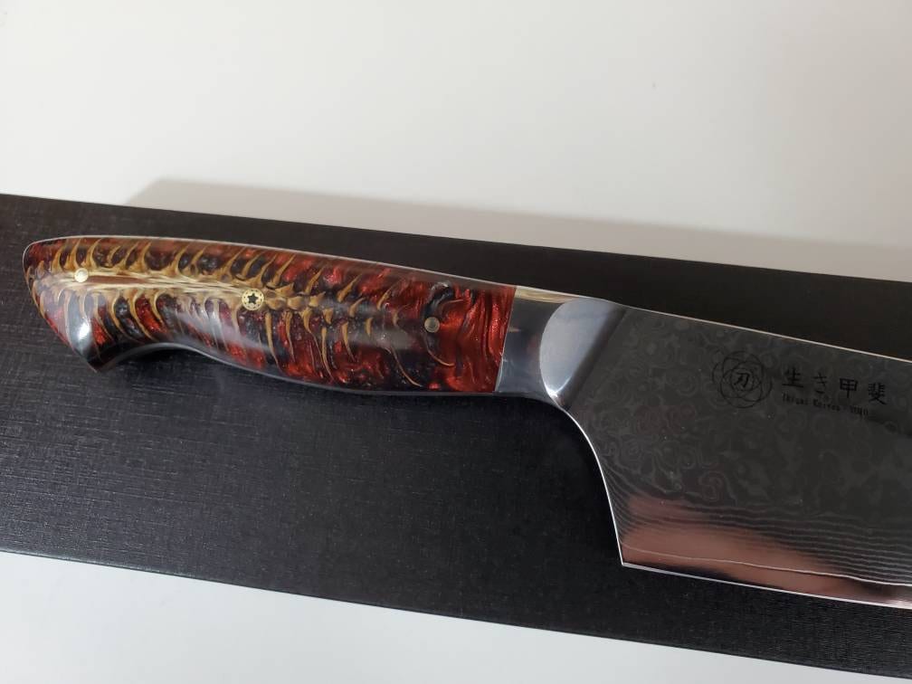 Custom Damascus Chef Knives 3pc Set VG10 Resin Cast Burl Handle, Unique Chef  Knife Pinecone Kitchen Knife, Best Chef Gift 