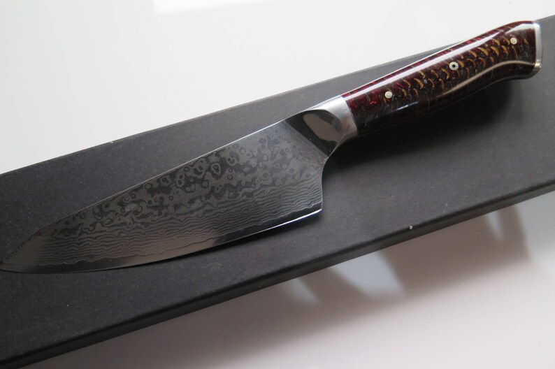 6 Damascus chef knife VG10 Japanese Hybrid Santoku Etsy