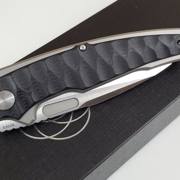 Custom Titanium S35vn high end pocket knife, frame lock folding knife front flipper EDC gear Husbands gift, groomsman tactical hunting
