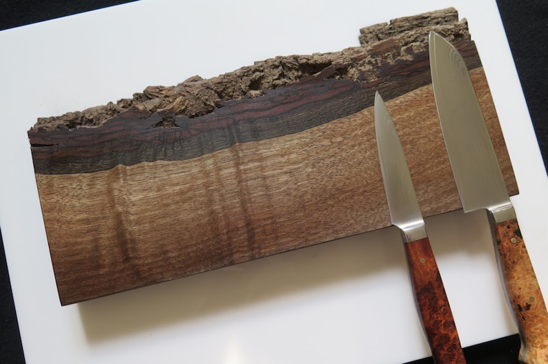 Knife Holder Natural Live Edge Walnut Etsy