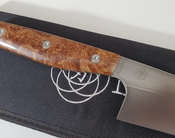 Cuchillo de chef Magnacut de 8" con mango de madera de arce, fabricado en Canadá, dureza 63 HRC.