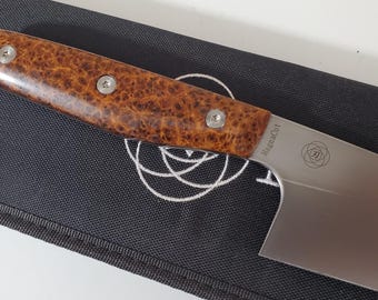 Magnacut Chef Knife 8" Amboyna Burl Handle made in Canada 63 HRC kitchen knives