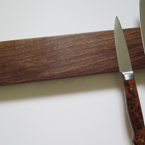 Powerful American Walnut magnetic knife holder, knife rack, 10-24" solid walnut inc mounting hardware handmade in Canada