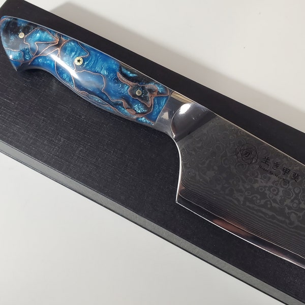 Copper Damascus Knife Etsy