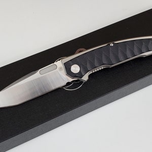 Custom Titanium S35vn high end pocket knife, frame lock folding knife front flipper EDC gear Husbands gift, groomsman tactical hunting image 2