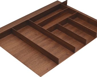 Large Drawer organizer insert cut to size cutlery tray premium walnut or birch modular system with knife block, spice tray, container option