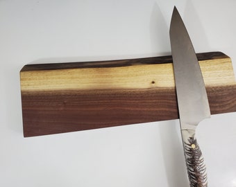 Magnetic knife rack, Live Edge American Walnut, Made In Canada magnet knives strip, 10-24" solid walnut inc mounting hardware handmade