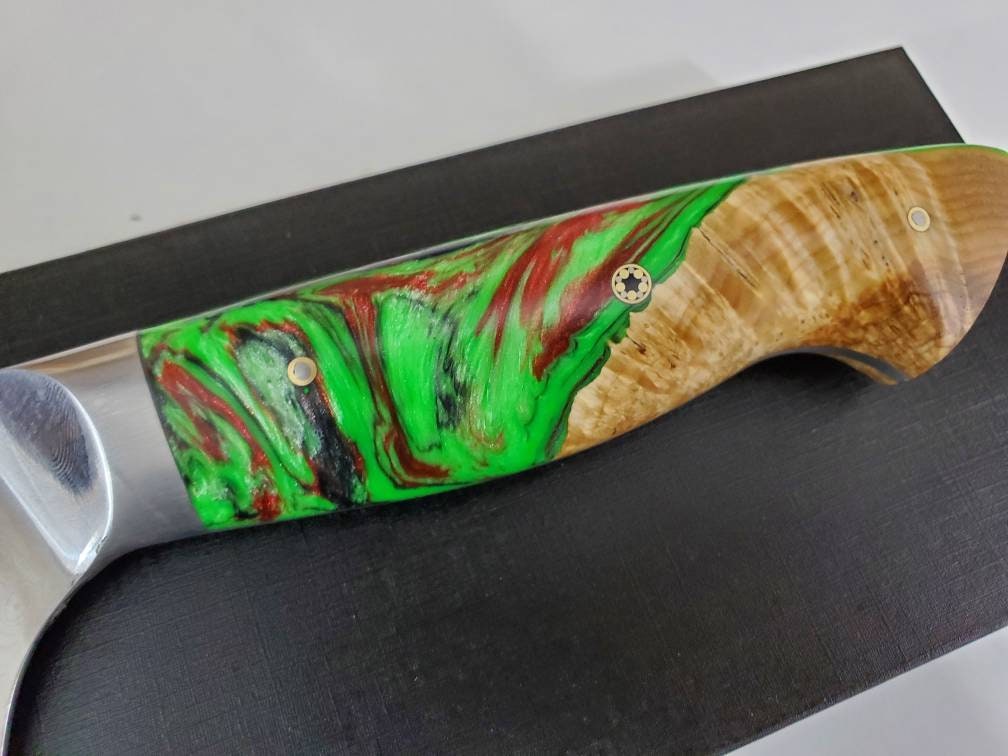 Green Resin Wooden Handle Kitchen Knives 