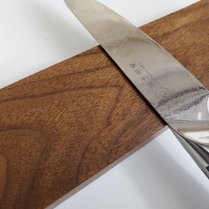 Solid Walnut magnetic knife rack, knife rack, 8-24&quot; inc mounting hardware handmade kitchen storage, decore wall art wood block organizer