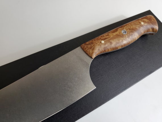 CCK Cleaver with stabilized walnut and curly maple handle  Kitchen knives,  Handcrafted knife, Kitchen knives handmade