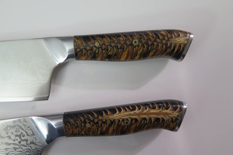 Damascus chef knife VG10 Japanese Hybrid Santoku Chef knife Etsy