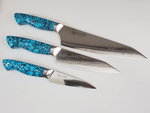 Damascus Chef Knife Set VG10 Gemstone Composite Handles Unique Chef Knife  Pinecone Kitchen Knife, Best Chef Gift, Handmade Knife Canada 