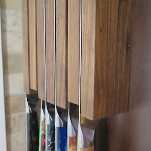 Cabinet mounted magnetic knife block American Walnut rack, cabinet knife holder solid wood kitchen decore inc mounting hardware handmade