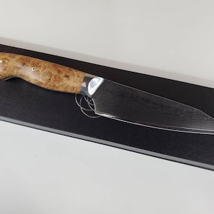 San Mai VG10 Damascus steel 6&quot; Blade Stabilized Maple burl handle, Chefs knife, kitchen knife w/ 67 layer SS Damascus Japanese style