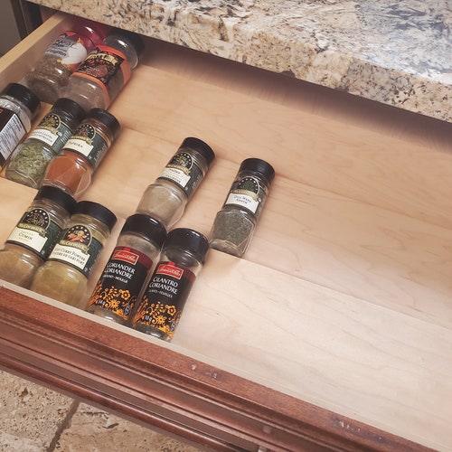 Custom Size Maple Spice Rack Drawer Insert Tray Organizer Etsy