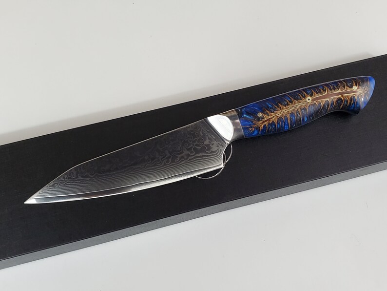 Custom VG10 Damascus Chef Knife Hybrid Santoku 9 Etsy