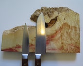 9" Box Elder burl w/ natural edge magnetic knife holder, knife rack, with mounting hardware handmade, exotic wood
