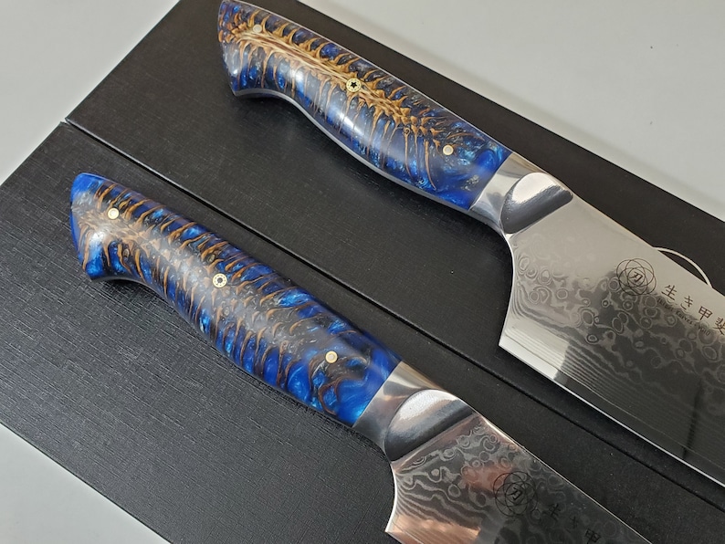 Custom VG10 Damascus Chef Knife Hybrid Santoku 9 Etsy