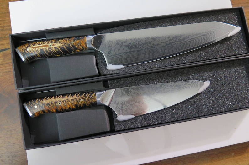 VG10 Japanese Damascus chef knife Hybrid Santoku Chef knife Etsy