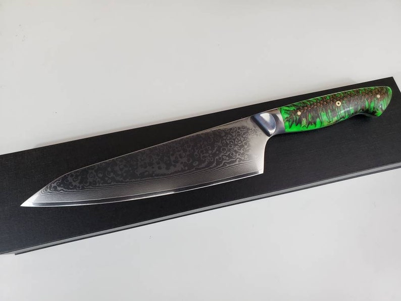 VG10 San Mai Damascus Chef Knife Hybrid Santoku Chef Knife Etsy