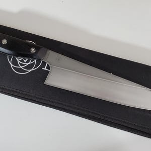 Cuchillo de chef Magnacut de 8" con mango de Micarta de lona negra, fabricado en Canadá, dureza Rockwell C (63 HRC).